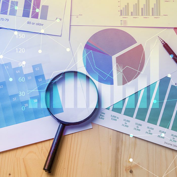 Magnifying glass on documents