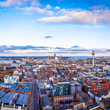 Liverpool City View Mobile Liverpool Bird Eye View in Sunny Weather