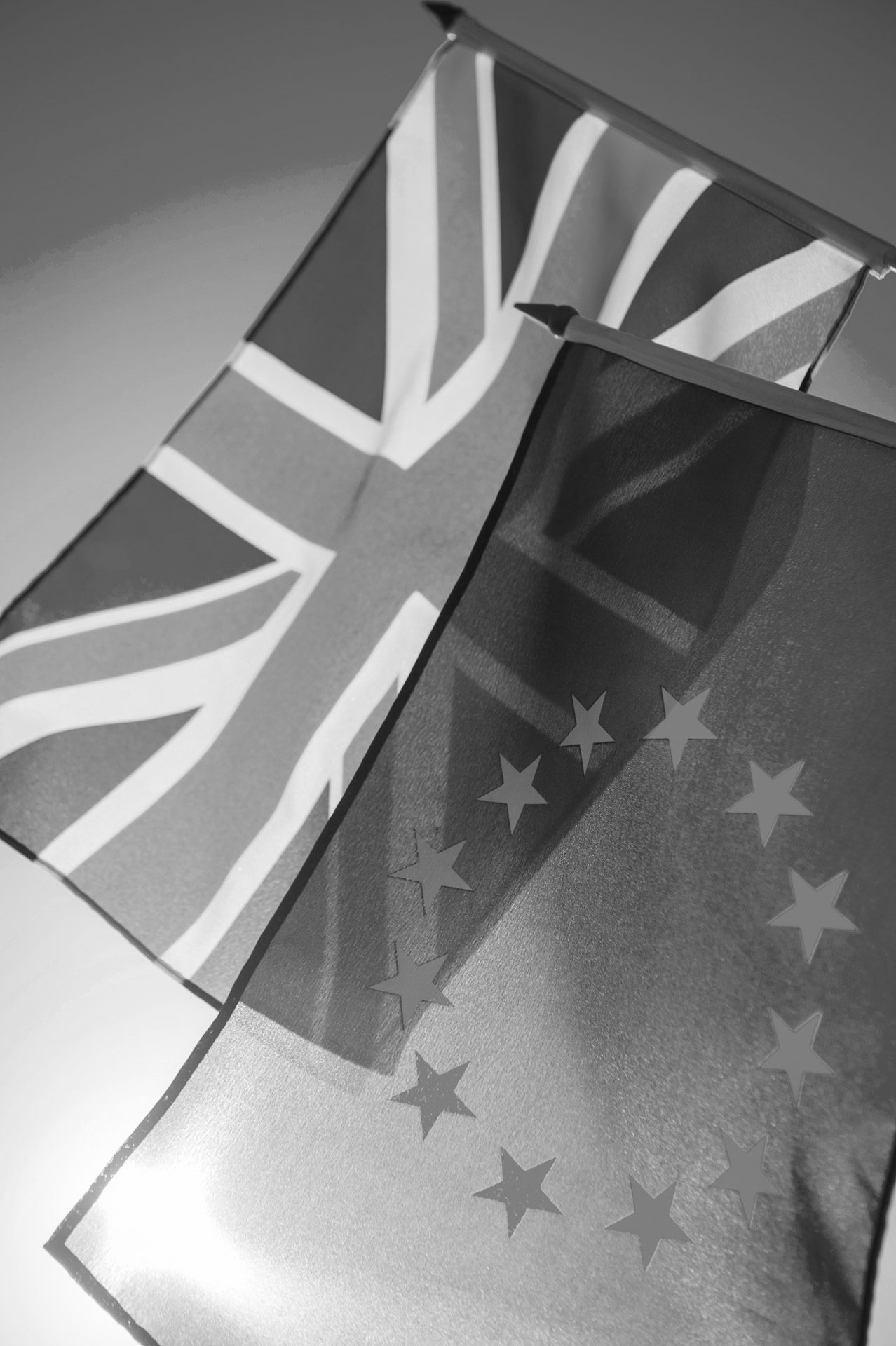 UK and EU flags black and white