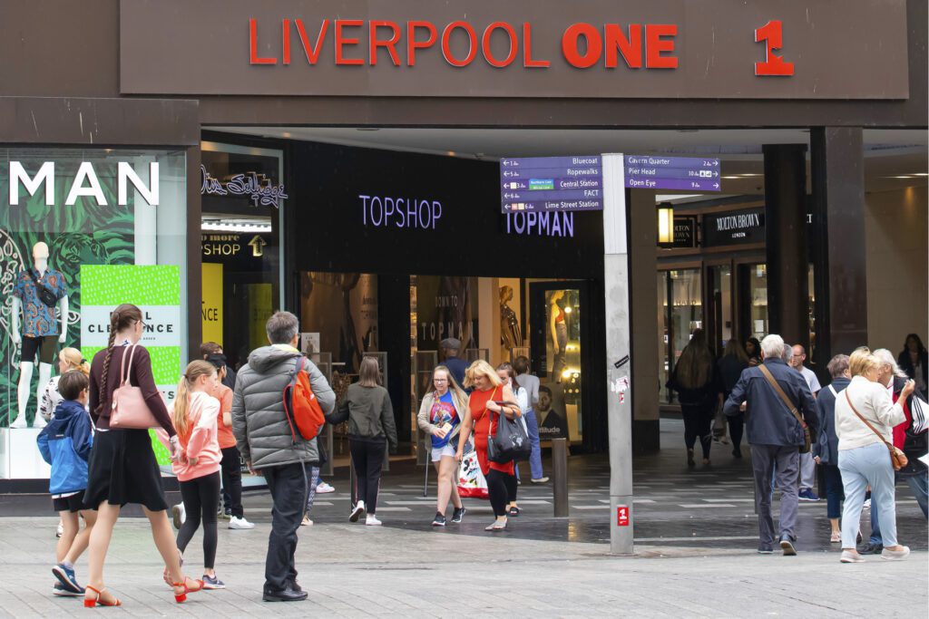 LIVERPOOL, UK - 8 AUGUST 2018 Liverpool One Shopping Centre