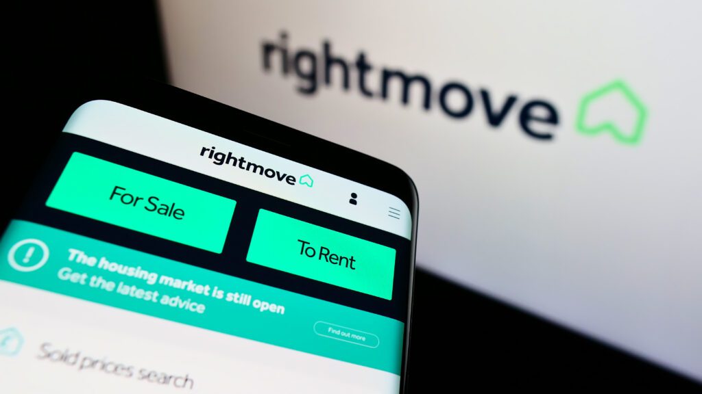 Rightmove mobile app and rightmove logo in the background