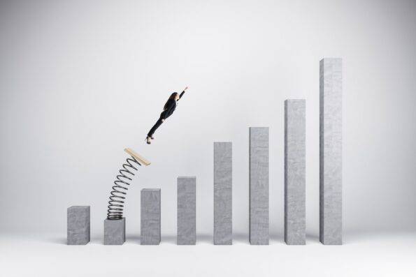 Property investor flying to top of growing chart represnting boost to rental demand