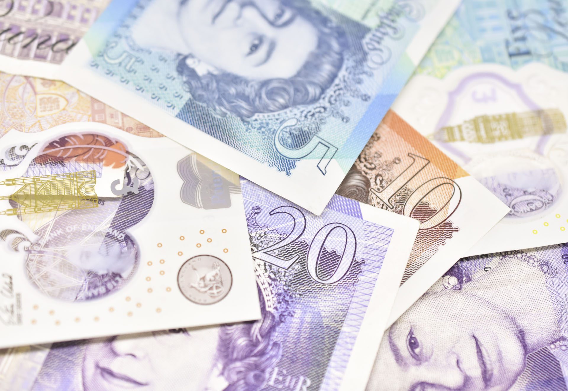 Stacks of UK banknotes