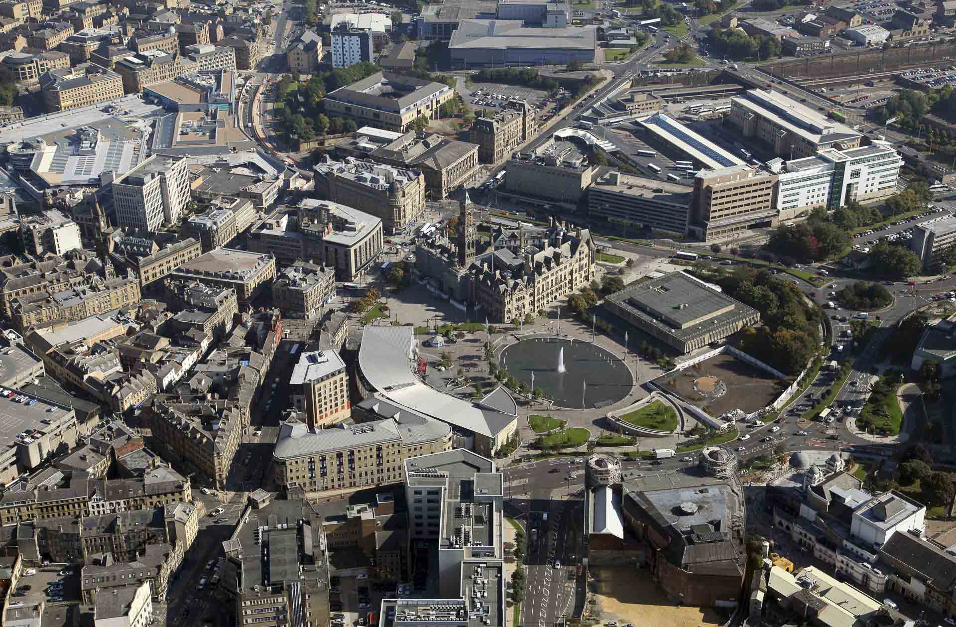 Bradford City Centre Aerial View