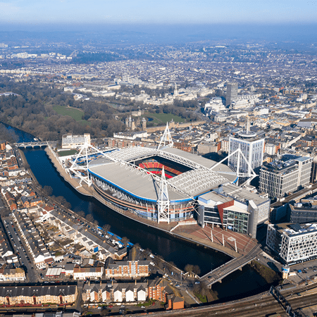 Cardiff City Centre Aerial View