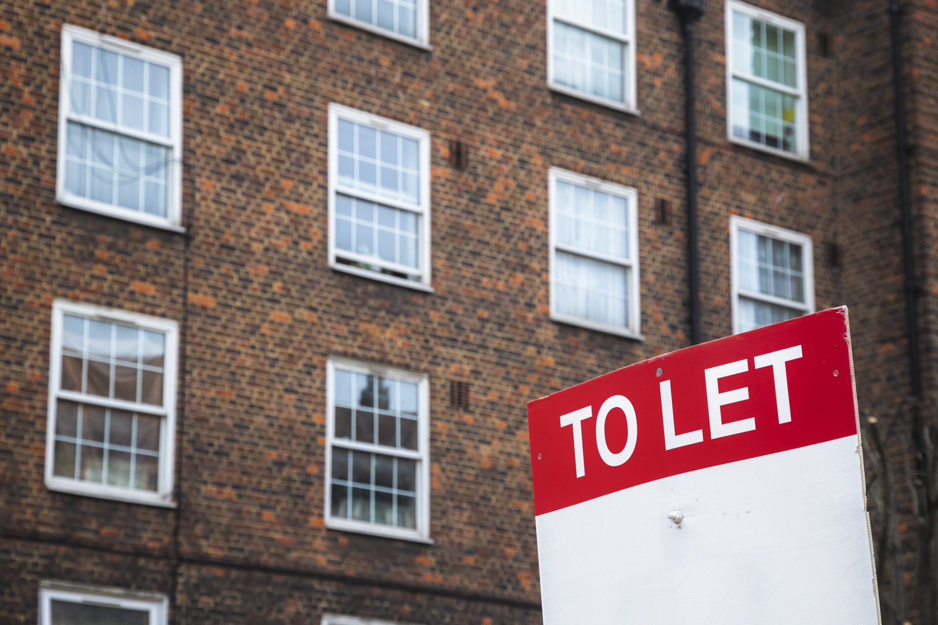 To Let sign with council housing flats in the background in south London