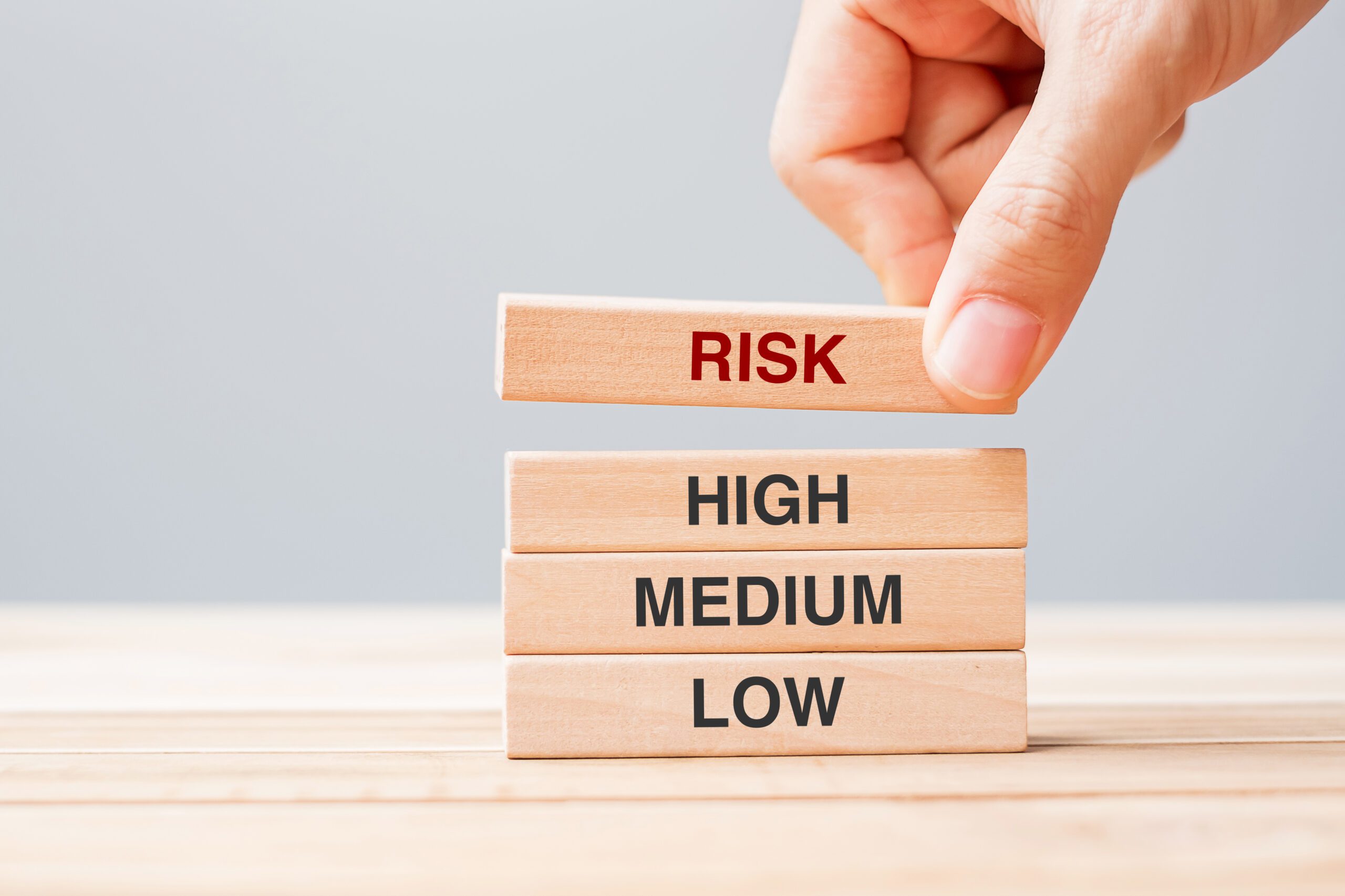 Risk Level blocks that read high, medium and low