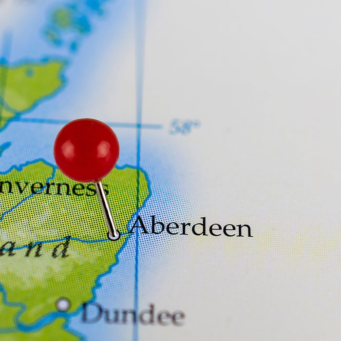 Aberdeen pinned on a map