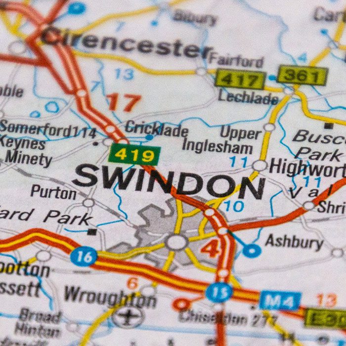 Swindon located on a map