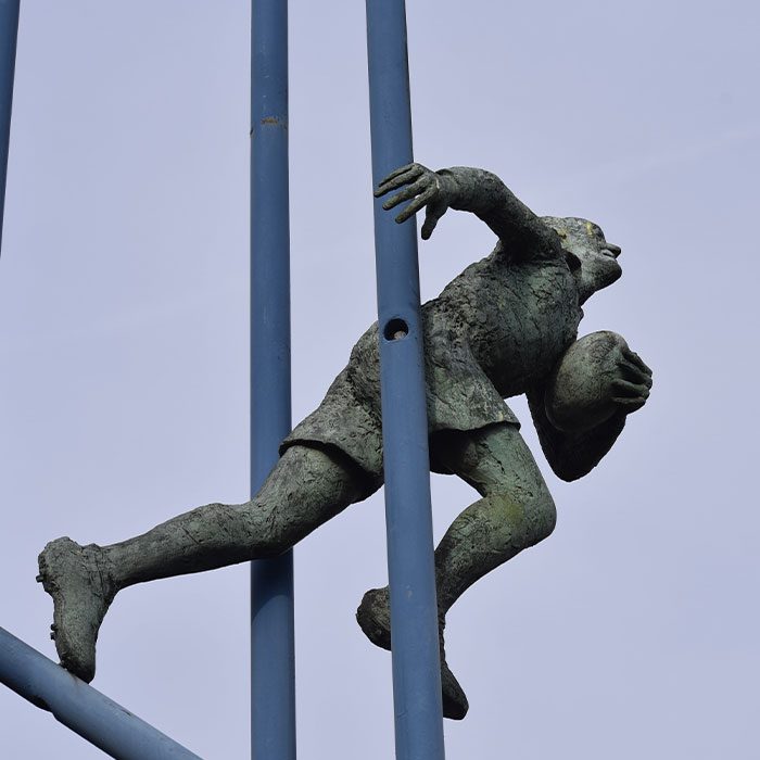 Warrington, cheshire UK - september 3 2022: Sculpture at rugby stadium.