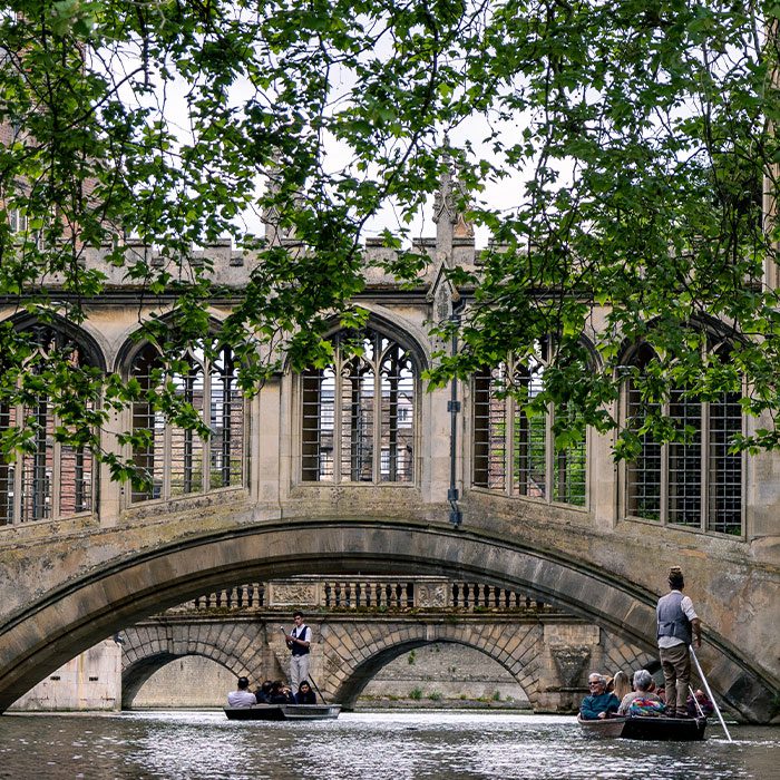 Cambridge, UK - 05 10 2022: People are punting on Cam River at Cambridge University