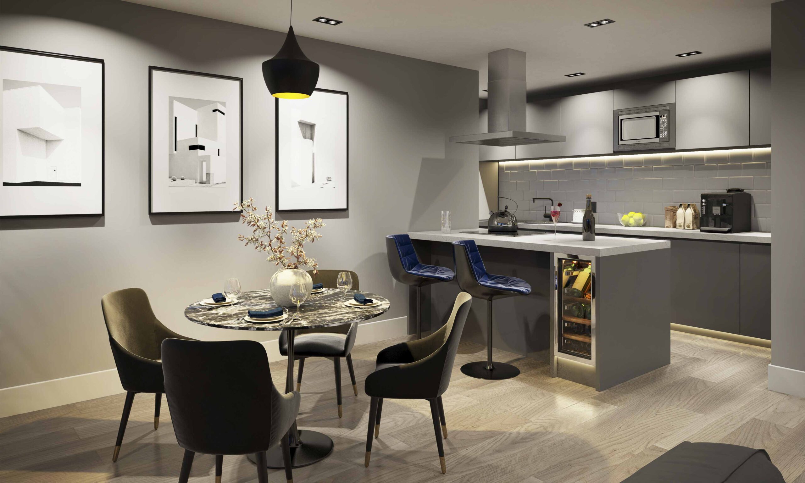 29 - Penthouse 2-Bed Kitchen Night