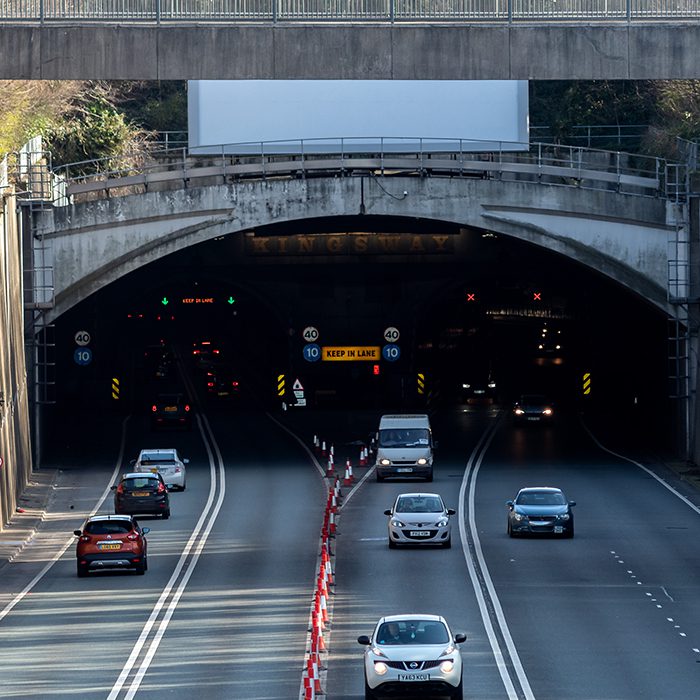 cars driving through wallasey tunnel