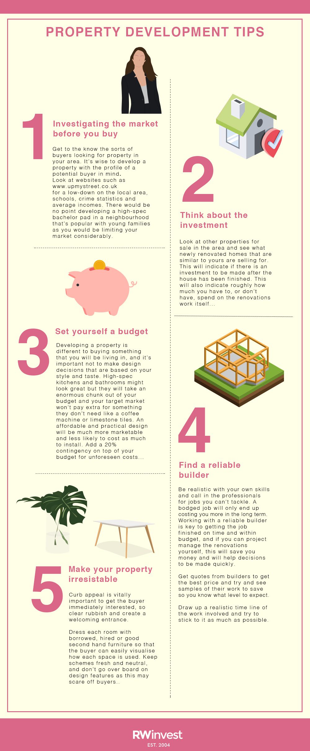 5 Property Development Tips infographic