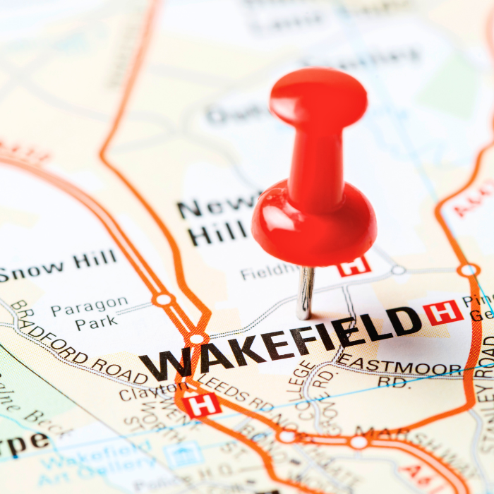 Wakefield. United Kingdom on a map