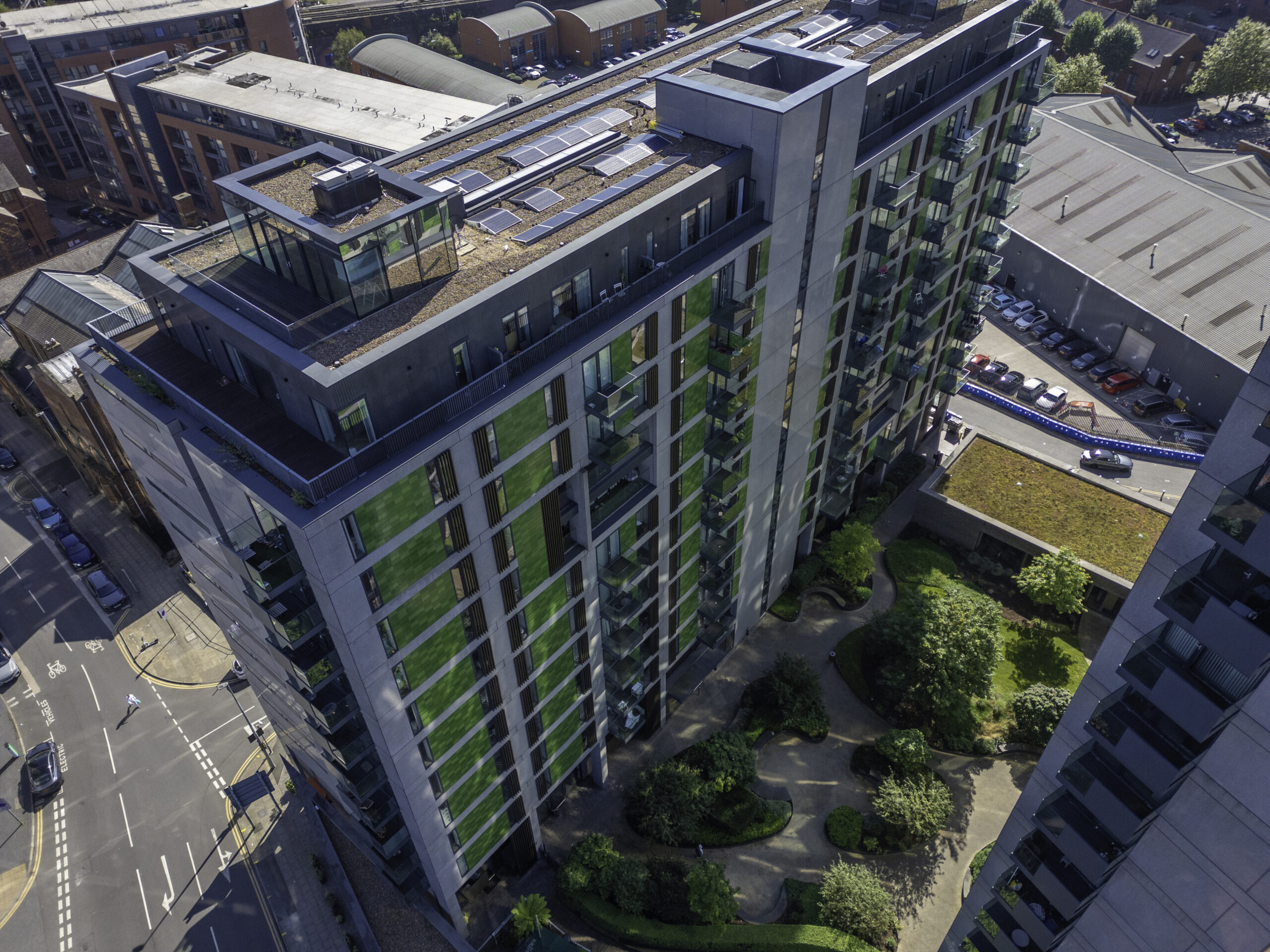 Rooftop View of Local Blackfriars Manchester, Showing Solar Panels