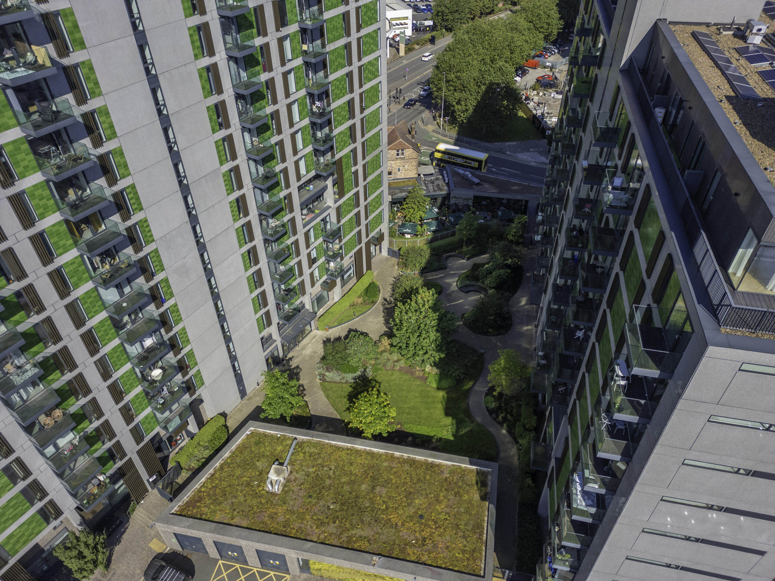 Completed Development - Local Blackfriars Manchester. Two Buildings With Garden Area In Between