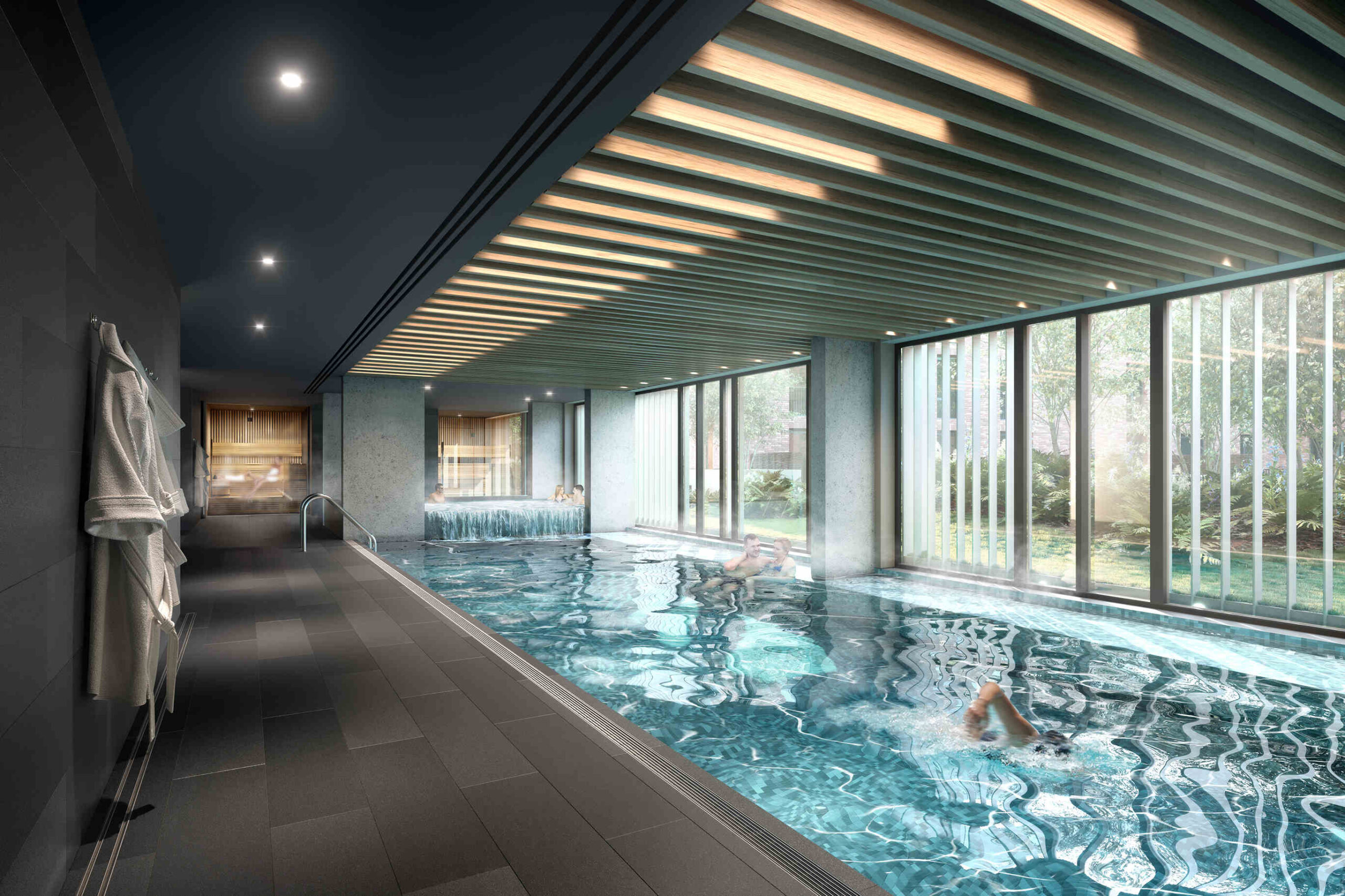 CGI image of onsite pool at Local Crescent development