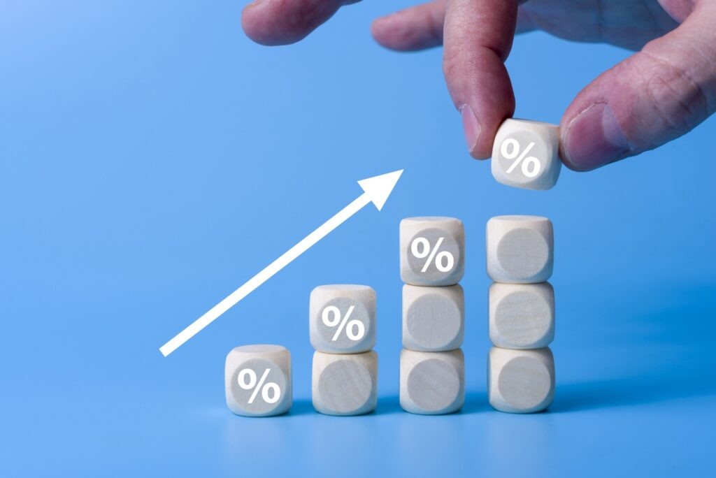 Wooden blocks with percentage sign
