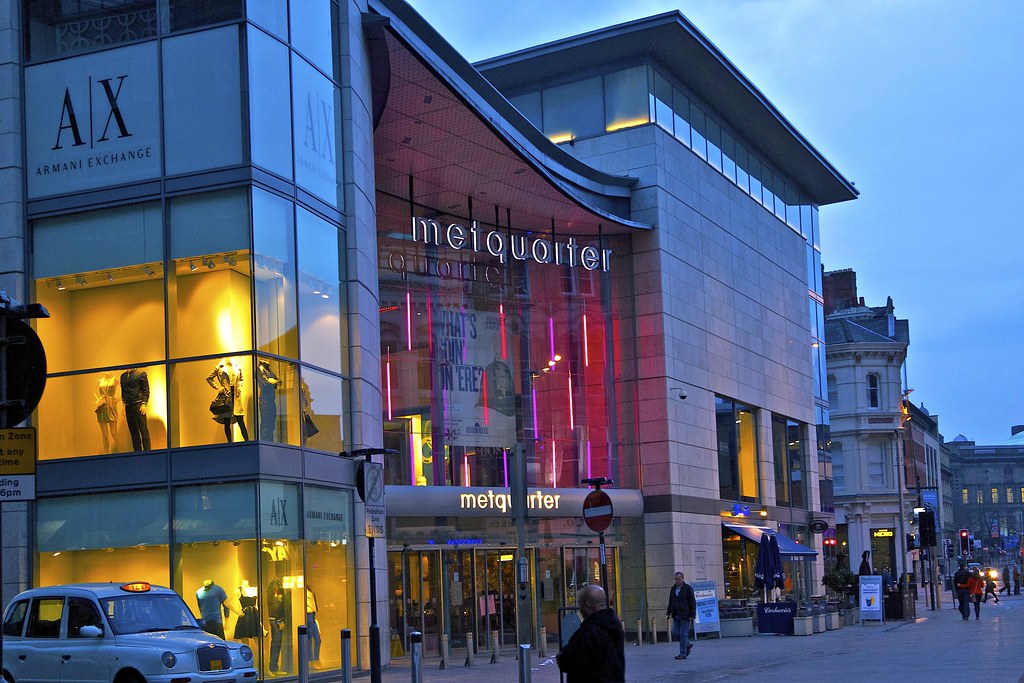 Liverpool Metquarter Exterior at nighttime