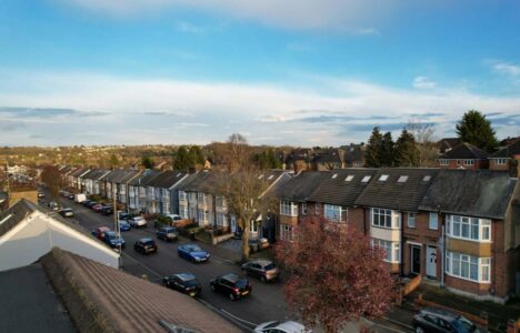 aerial view of nice letting properties somewhere in the uk