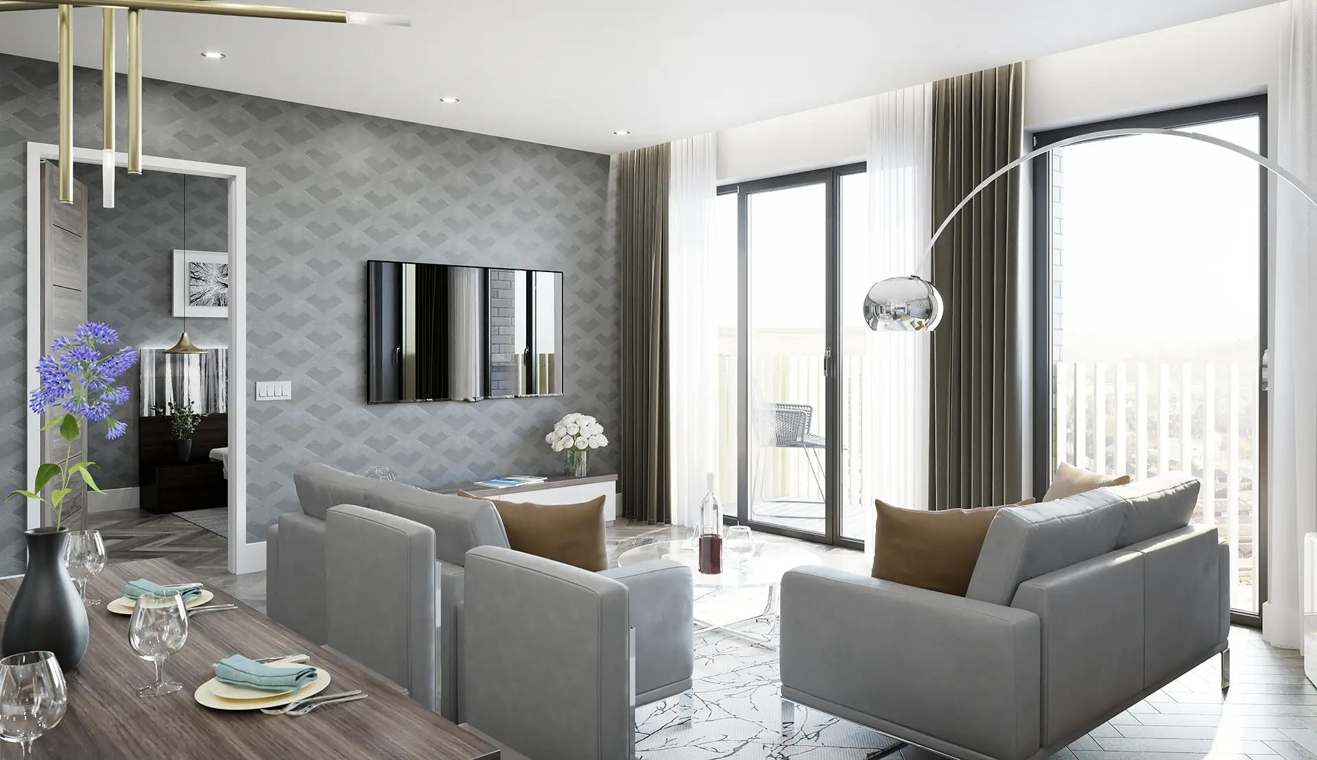 The Hive Luton interior CGI of apartment