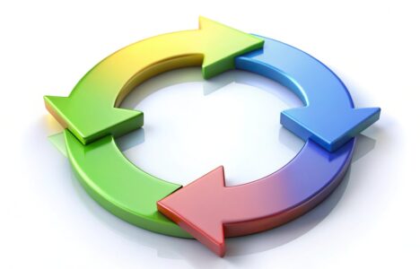 rotating cycle sign on white background