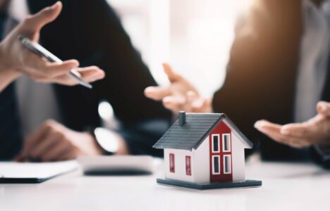 Real estate broker agent presenting and consult to client