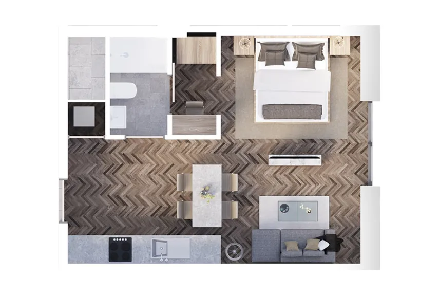 Dollhouse floor plan showing Manhattan apartment in Miller's Place Liverpool