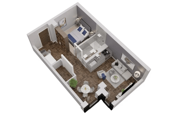Dollhouse floorplan image of Manhattan apartment in West One