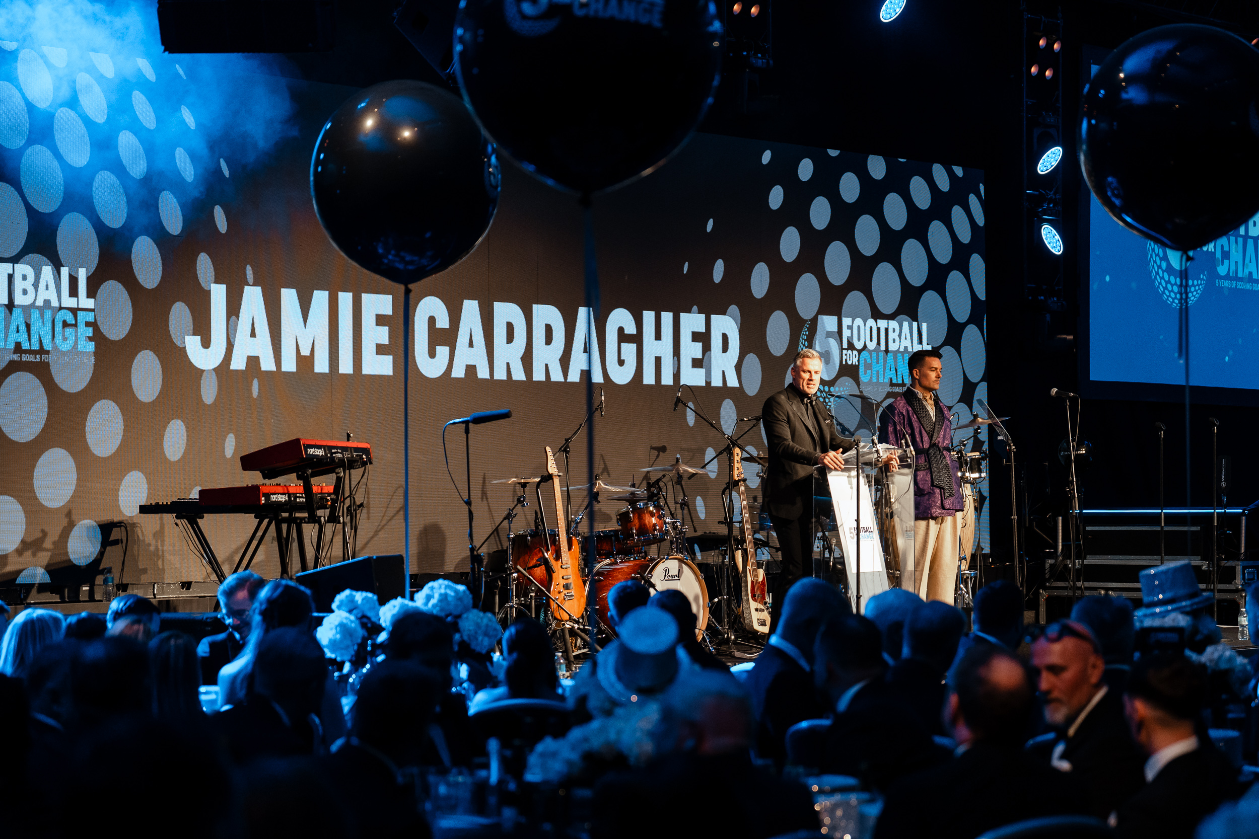 Football For Change gala - Jamie Carragher on stage