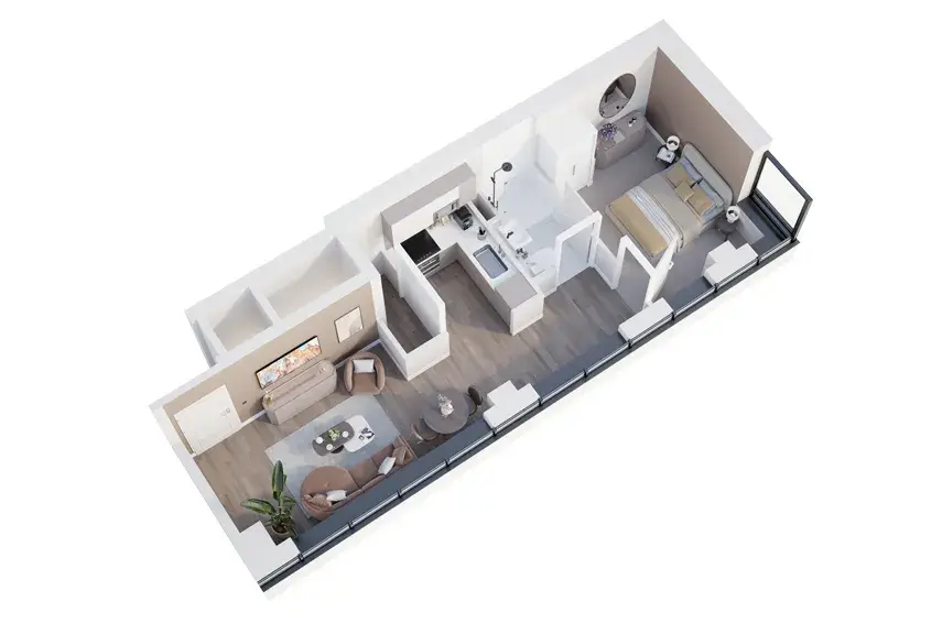 Horizon Manchester 1-bed premium unit dollhouse floorplan