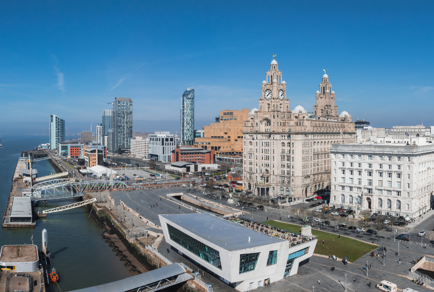 Aerial view of Liverpool Waters regeneration scheme