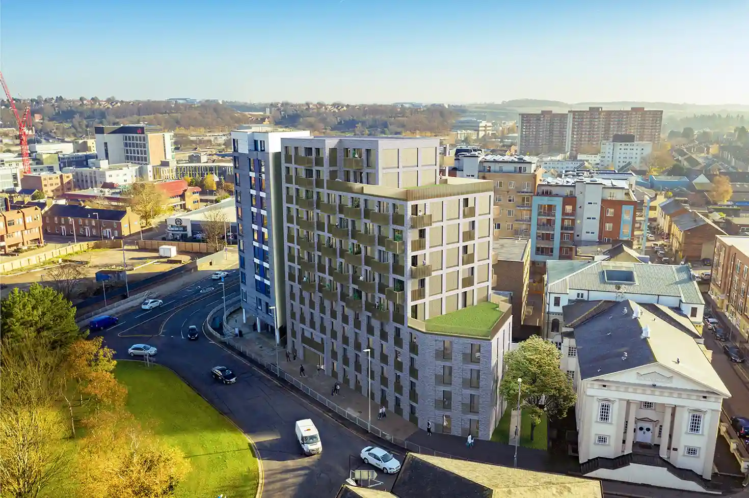 The Hive Luton CGI of exterior of development