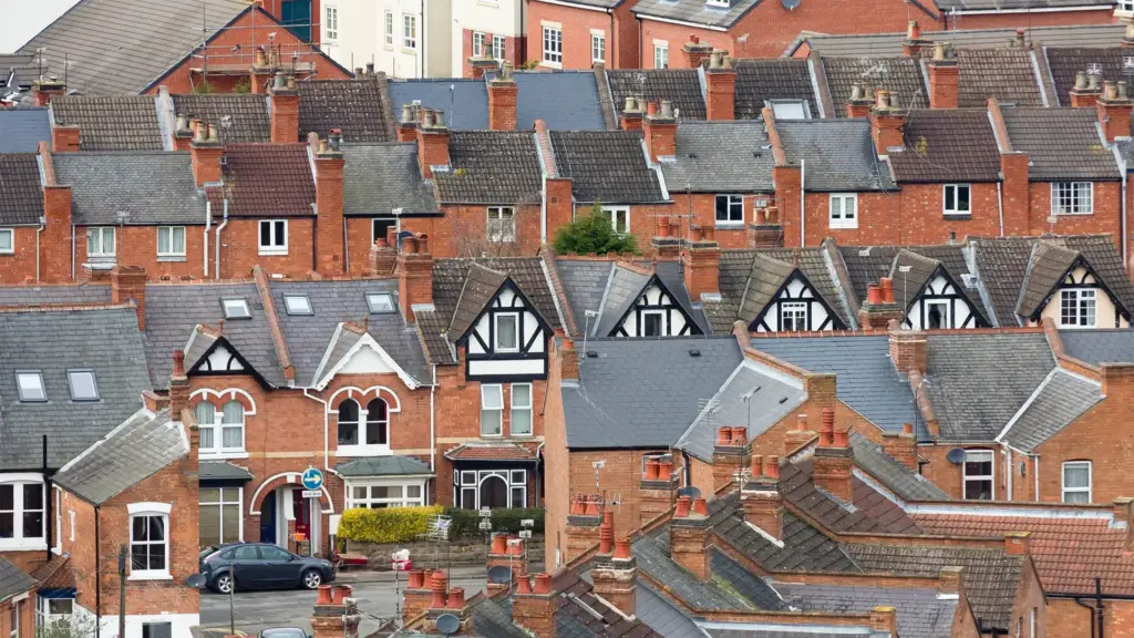 Rows of houses from birds eye view