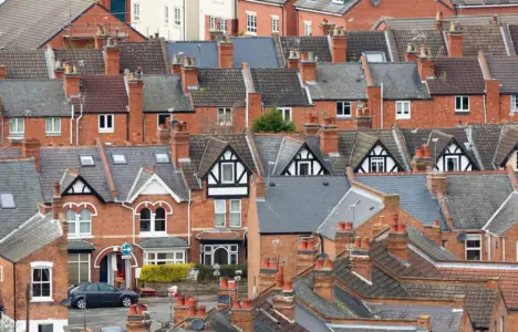 Rows of houses from birds eye view