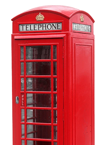 Red telephone box on a London street